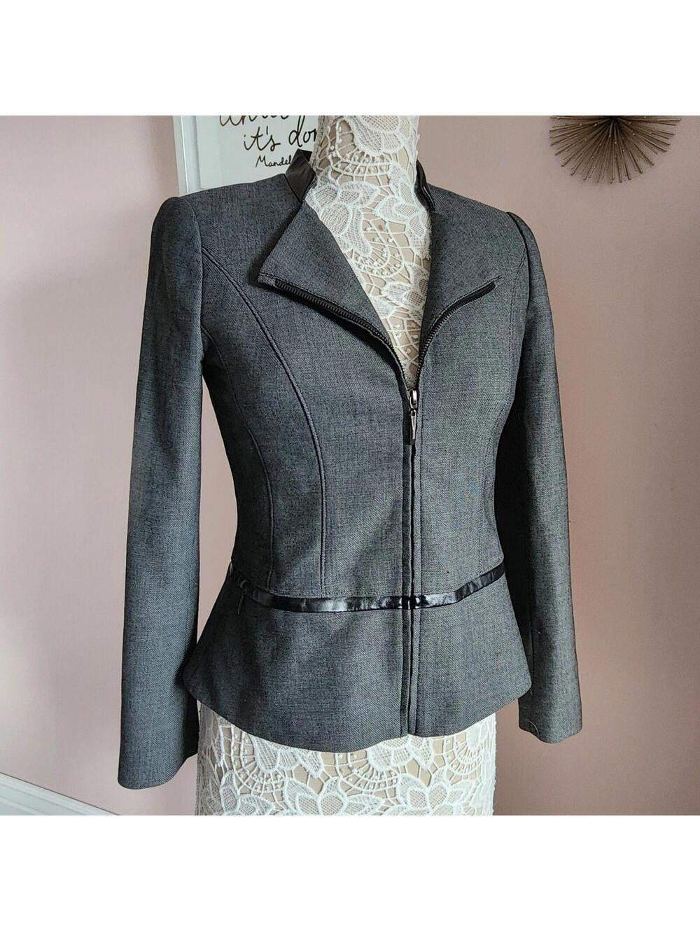 LKNW White House Black Market blazer 4 trim in leather zip jacket